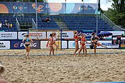 Deutsch: Beachhandball Europameisterschaften 2019 (Beach handball Euro); Tag 5: 6. Juli 2019 – Frauen, Halbfinale, Kroatien-Dänemark 1:2 (12:19, 17:10, 4:7) English: Beach handball Euro; Day 5: 6 July 2019 – Semifinal Men – Croatia-Denmark 1:2 (12:19, 17:10, 4:7)