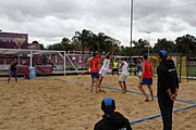 Deutsch: Beachhandball bei den Olympischen Jugendspielen 2018; Tag 4, 11. Oktober 2018; Jungs, Vorrunde, Gruppe B - Spanien-Kroatien 2:0 English: Beach handball at the 2018 Summer Youth Olympics at 11 October 2018 – Boys Preliminary Round Group B‎ – Spain-Croatia 2:0