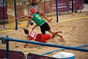 Deutsch: Beachhandball bei den Olympischen Jugendspielen 2018; Tag 5, 10. November 2018; Jungen, Hauptrunde - Ungarn-Portugal 0:2 English: Beach handball at the 2018 Summer Youth Olympics at 11 October 2018 – Boys Main Round – Hungary-Portugal 0:2