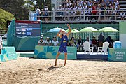 Deutsch: Beachvolleyball bei den Olympischen Jugendspielen 2018; Tag 11, 17. Oktober 2018; Jungen,Finale – Niederlande (Matthew Immers/Yorick de Groot)-Schweden (David Åhman/Jonatan Hellvig) 0:2 (20–22/15–21) English: Beach volleyball at the 2018 Summer Youth Olympics at 17 October 2018 – Final – Netherlands (Matthew Immers/Yorick de Groot)-Sweden (David Åhman/Jonatan Hellvig) 0:2 (20–22/15–21)