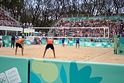 Deutsch: Beachvolleyball bei den Olympischen Jugendspielen 2018; Tag 11, 17. Oktober 2018; Jungen,Finale – Niederlande (Matthew Immers/Yorick de Groot)-Schweden (David Åhman/Jonatan Hellvig) 0:2 (20–22/15–21) English: Beach volleyball at the 2018 Summer Youth Olympics at 17 October 2018 – Final – Netherlands (Matthew Immers/Yorick de Groot)-Sweden (David Åhman/Jonatan Hellvig) 0:2 (20–22/15–21)