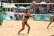 Deutsch: Beachvolleyball bei den Olympischen Jugendspielen 2018; Tag 11, 17. Oktober 2018; Mädchen, Finale – Italien (Claudia Scampoli & Nicol Bertozzi)- Russland (Maria Woronina & Maria Botscharow) 0:2 (19–21/19–21) English: Beach volleyball at the 2018 Summer Youth Olympics at 17 October 2018 – Girls Final – Italy (Claudia Scampoli & Nicol Bertozzi) - Russia (Maria Voronina & Maria Bocharova) 0:2 (19–21/19–21)