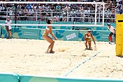 Deutsch: Beachvolleyball bei den Olympischen Jugendspielen 2018; Tag 9, 15. Oktober 2018; Mädchen, Viertelfinale: Puerto Rico-Russland 0–2 (12–21/10–21) English: Beach volleyball at the 2018 Summer Youth Olympics at 15 October 2018 – Girls Quarterfinals: Puerto Rico-Russia 0–2 (12–21/10–21)