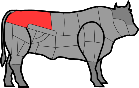 Beef cuts France Rumsteck highlighted.svg