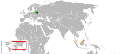 Map indicating locations of Belarus and Malaysia