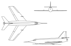 A Bell X–2 háromnézeti rajza