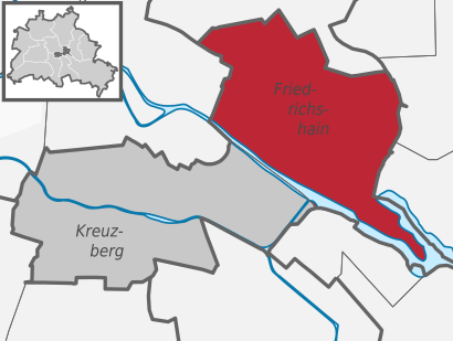 So kommt man zu Bezirk Friedrichshain mit den Öffentlichen - Mehr zum Ort Hier