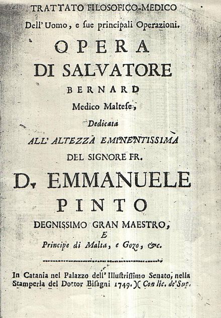 Bernard’s Trattato Filosofico-Medico dell’Uomo of 1749