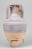 Blue-painted ibex amphora from Malqata; 1390–1353 BC; painted pottery; height: 39.5 cm (15.5 in); Metropolitan Museum of Art