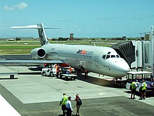 Jetstar Boeing 717 at Townsville Airport, Inaugural Jetstar flight to Townsville Boeing 717-200 Jetstar.jpg