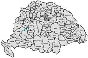 Hartă de poziționare pentru Comitatul Borsod