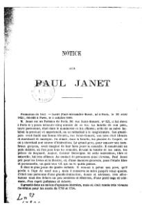 Émile Boutroux, Notice sur Paul Janet, 1900    