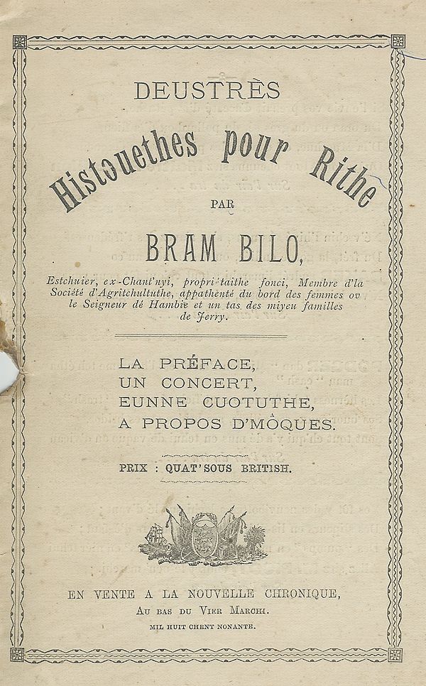 The Oïl languages have literary traditions, as for example seen in this 19th-century collection of Jèrriais short stories