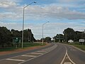 Brand Highway looking east near Moreton Terrace, Dongara, Western Australia.