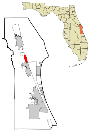 Brevard County Florida Incorporated and Unincorporated areas Sharpes Highlighted.svg