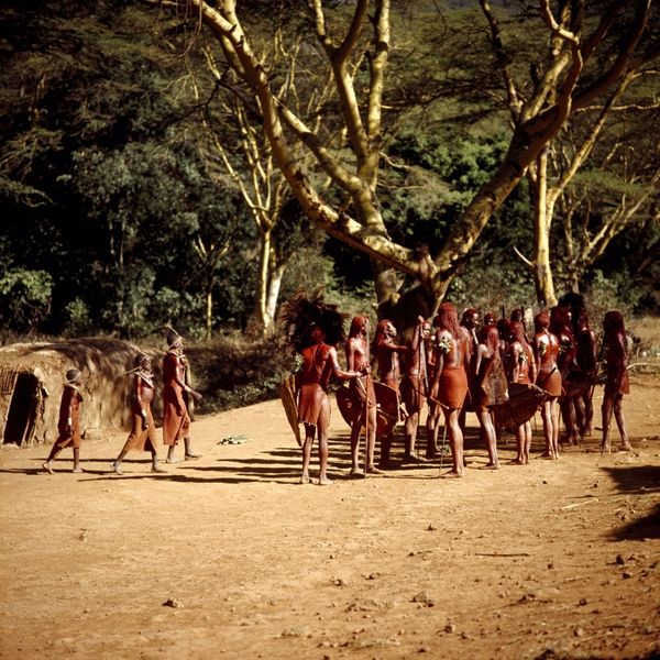 File:COLLECTIE TROPENMUSEUM Masai krijgers verzamelen zich voor een dans TMnr 20038839.jpg