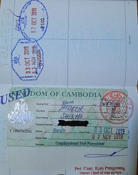 Cambodian visa on Arrival in Indian Passport at Bavet Municipality . Cambodia Visa On Arrival for Indian Passport.jpg