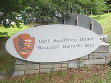 The Carl Sandburg National Historic Site is located in Flat Rock, North Carolina. Carl Sandburg National Historic Site sign IMG 4844.JPG