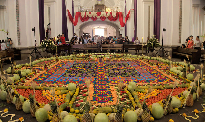 File:Carpet and decoration for Semana Santa in church La Merced in Antigua, Guatemala.jpg