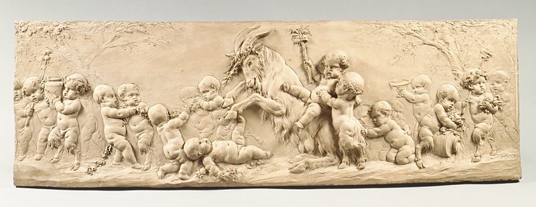 Enfants et satyres conduisant une chèvre au sacrifice, vers 1781, terre cuite, New York, Metropolitan Museum of Art.