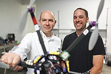 Chris Anderson (left), and Jordi Munoz (right), co-founders of 3D Robotics Chris Anderson & 3D Robotics (8409109253).jpg