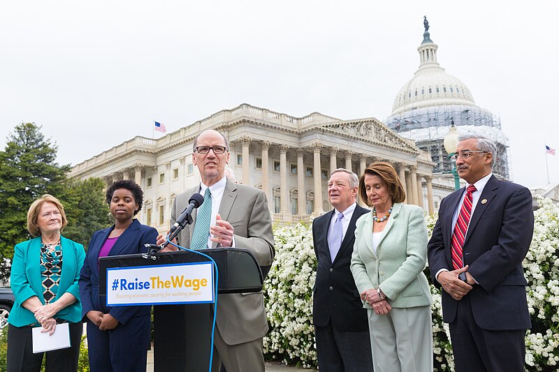 File:Christine Owens, Jessica Wynter Martin, Thomas Perez, Dick Durbin, Nancy Pelosi, and Bobby Scott, April 2016.jpg