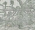 1554 map of Alexandria showing both Cleopatra's Needles (standing and fallen) in Belon's Observations