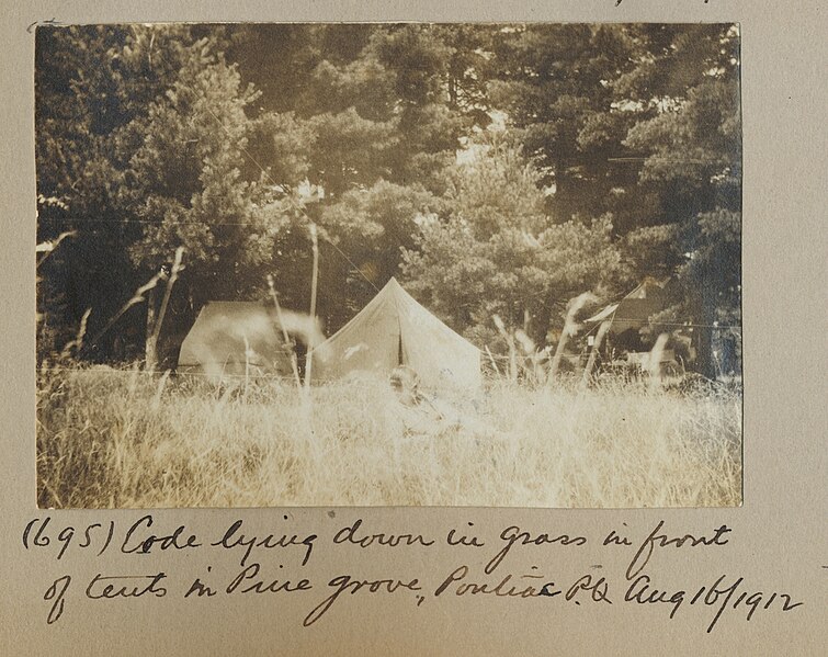 File:Code Brittain lying in the grass, near two tents, Pontiac (PR2004-010.67.7-695).jpg