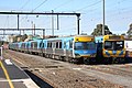 Comeng sets stabled at Pakenham, showing differences of the refurbishment program from Alstom and EDi Rail between 2000 and 2003
