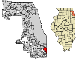 Location of Lansing in Cook County, Illinois.