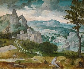 17 : Κουέντιν Μασσάις, Ο Άγιος Ιερώνυμος σε ένα τοπίο, 1547, Βασιλικά Μουσεία, Αμβέρσα, inv. 5128 .