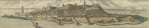 Diu in the late 16th century (in Braun et Hogenberg, 1582)