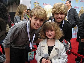 Dylan and Cole Sprouse with Piper.jpg
