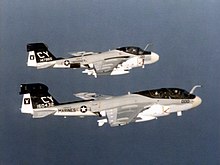 The two-seat EA-6A (top) was followed by the four-seat EA-6B Prowler (bottom)