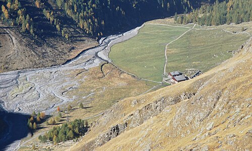 Der Eishof im Pfossental vom Hochwilde-Südgrat