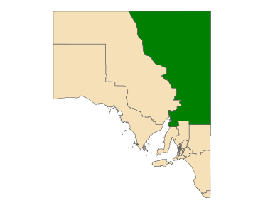 Map of South Australia with electoral district of Stuart highlighted