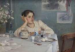 Päättynyt aamiainen, 1890, josta hän totesi itsekin, että olisi saanut jäädä maalaamatta[2]