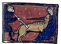 La chasse à la licorne. Richard de Fournival, Bestiaire d’amour (français 412 c), folio 232 recto, vers 1285, France du Nord, miniature, Bibliothèque nationale de France, Paris.