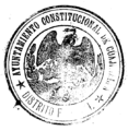Escudu oficial de la República Federal Mexicana en 1898, en sellu oficial de la Municipalidá de Cuajimalpa.