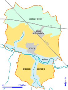 Kolorowa mapa przedstawiająca wpływ różnych typów krajobrazów naturalnych lub rolniczych na terytorium.