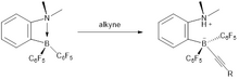 Binding of terminal alkyne to the FLP catalyst FLP Alkyne Binding.png