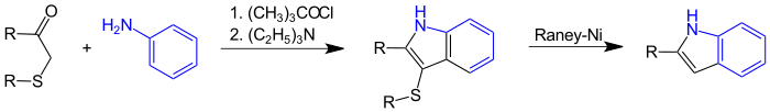 Indole synthesis according to Gassman