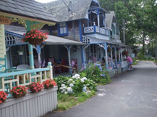 Gingerbread cottages; Oak Bluff, Martha's Vineyard, MA, USA