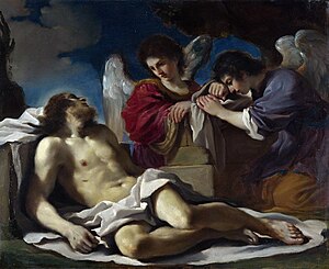 The Dead Christ mourned by Two Angels