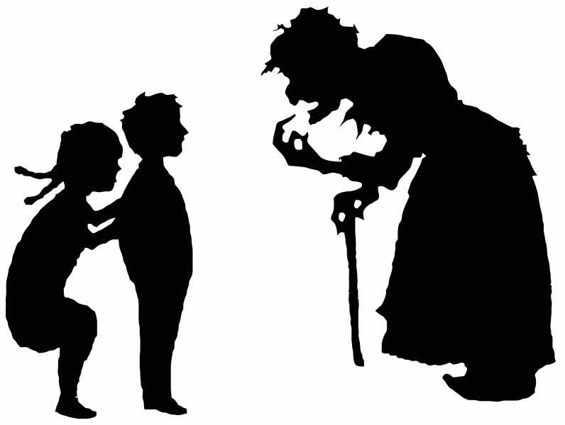 File:Hansel and Gretel and witch silhouettes.svg