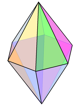 <span class="mw-page-title-main">Bipyramid</span> Polyhedron formed by joining mirroring pyramids base-to-base
