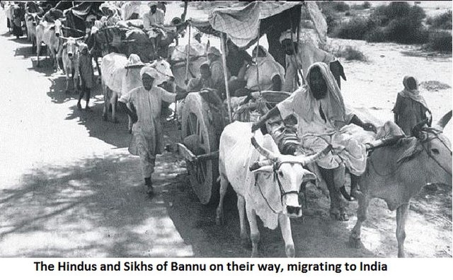 Hindus and Sikhs of Bannu migrating to India during the partition of 1947.