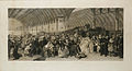 The Railway Station. Engraving by Francis Holl after William Powell Frith. Mixed media engraving on wove, published by Henry Graves & Co, London, 1866; 51.5 cm x 112.0 cm (plate?)