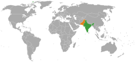 Индия (зелёный) и Пакистан (оранжевый) на карте.