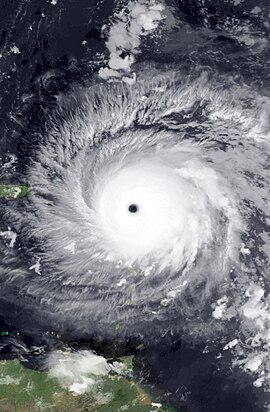 พายุเฮอริเคนเออร์มาขณะมีกำลังแรงสูงสุดเหนือหมู่เกาะเวอร์จินเมื่อวันที่ 6 กันยายน 2560
